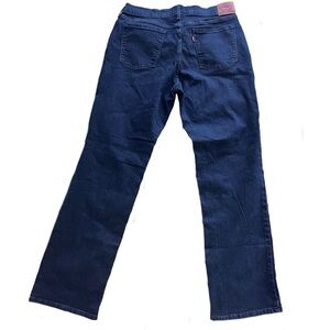 Levi’s 505 Classic Straight High Rise Stretchy Deep Blue Jeans Sz 12